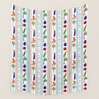 Farmers Market Vegetable Stripe Pattern  Mediterranean Garden Art with Eggplant Tomato and Artichoke Wall Tapestry Gallery Image 4