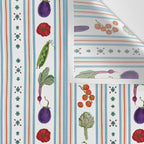 Farmers Market Vegetable Stripe Pattern  Mediterranean Garden Art with Eggplant Tomato and Artichoke Wall Tapestry Gallery Image 3
