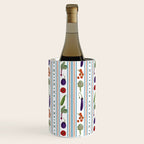 Farmers Market Vegetable Stripe Pattern  Mediterranean Garden Art with Eggplant Tomato and Artichoke Wine Chiller Gallery Image 1