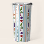 Farmers Market Vegetable Stripe Pattern  Mediterranean Garden Art with Eggplant Tomato and Artichoke Travel Mug Gallery Image 2