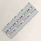 Farmers Market Vegetable Stripe Pattern  Mediterranean Garden Art with Eggplant Tomato and Artichoke Yoga Mat Gallery Image 1