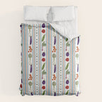 Farmers Market Vegetable Stripe Pattern  Mediterranean Garden Art with Eggplant Tomato and Artichoke Comforter Gallery Image 6