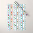 Farmers Market Vegetable Stripe Pattern  Mediterranean Garden Art with Eggplant Tomato and Artichoke Wrapping Paper Gallery Image 1