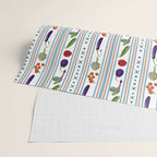 Farmers Market Vegetable Stripe Pattern  Mediterranean Garden Art with Eggplant Tomato and Artichoke Wrapping Paper Gallery Image 2