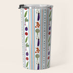 Farmers Market Vegetable Stripe Pattern  Mediterranean Garden Art with Eggplant Tomato and Artichoke Travel Mug Gallery Image 3