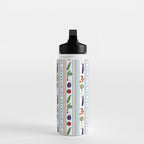 Farmers Market Vegetable Stripe Pattern  Mediterranean Garden Art with Eggplant Tomato and Artichoke Water Bottle Gallery Image 3