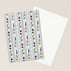 Farmers Market Vegetable Stripe Pattern  Mediterranean Garden Art with Eggplant Tomato and Artichoke Stationery Card Gallery Image 2