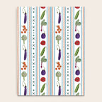 Farmers Market Vegetable Stripe Pattern  Mediterranean Garden Art with Eggplant Tomato and Artichoke Notebook Gallery Image 4