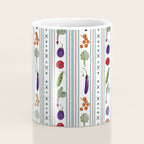 Farmers Market Vegetable Stripe Pattern  Mediterranean Garden Art with Eggplant Tomato and Artichoke Coffee Mug Gallery Image 4