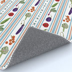 Farmers Market Vegetable Stripe Pattern  Mediterranean Garden Art with Eggplant Tomato and Artichoke Rug Gallery Image 4