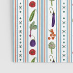 Farmers Market Vegetable Stripe Pattern  Mediterranean Garden Art with Eggplant Tomato and Artichoke Poster Gallery Image 3