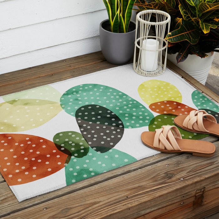 Cactus watercolor Outdoor Rug Gallery Image 2