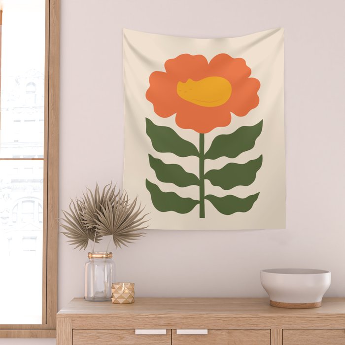 Cat and Plant 60 Wall Tapestry Gallery Image 2
