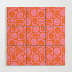 Retro happy face checkered pattern Wood Wall Art Gallery Image 1