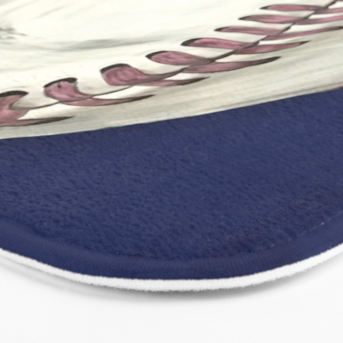 Vintage Distressed Baseball Art Navy Blue Bath Mat Gallery Image 3