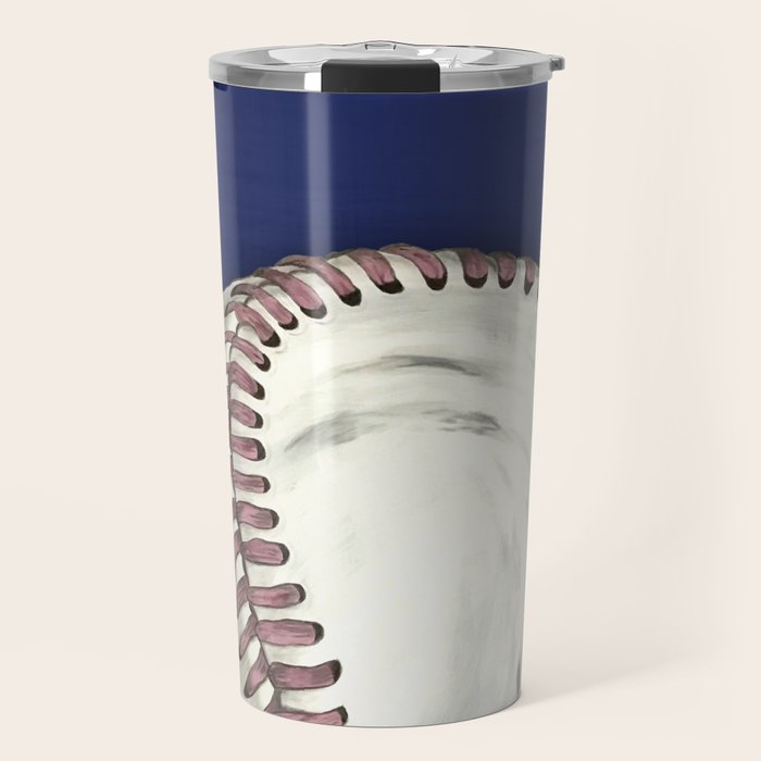 Vintage Distressed Baseball Art Navy Blue Travel Mug Gallery Image 1