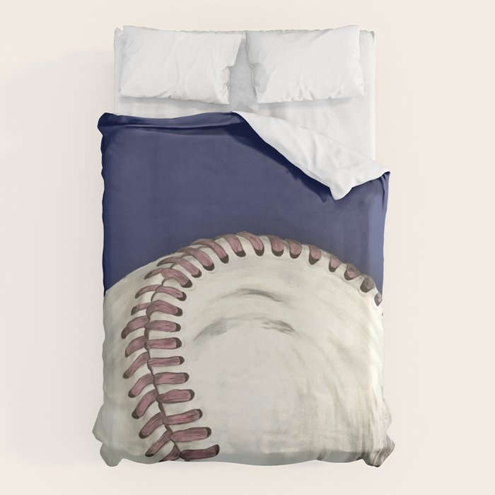 Vintage Distressed Baseball Art Navy Blue Duvet Cover Gallery Image 1