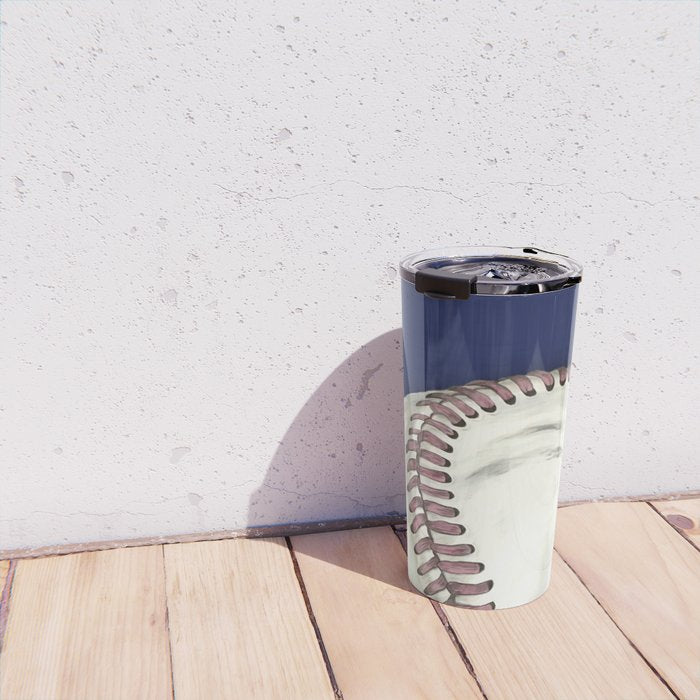 Vintage Distressed Baseball Art Navy Blue Travel Mug Gallery Image 4