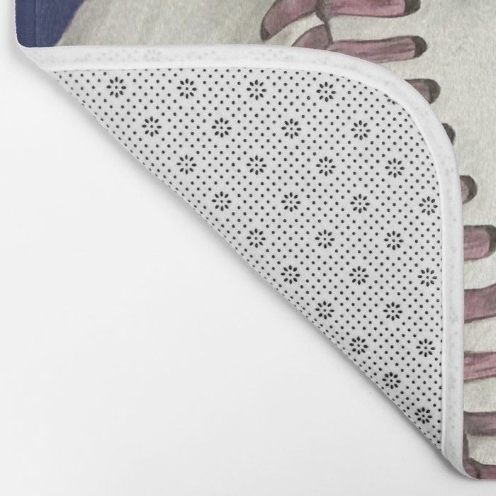 Vintage Distressed Baseball Art Navy Blue Bath Mat Gallery Image 2