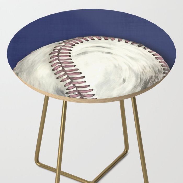 Vintage Distressed Baseball Art Navy Blue Side Table Gallery Image 2