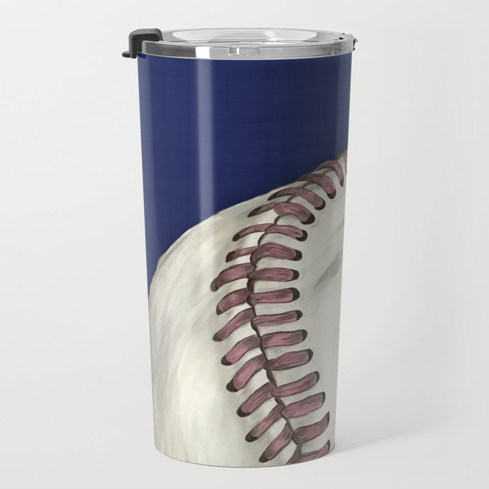 Vintage Distressed Baseball Art Navy Blue Travel Mug Gallery Image 3
