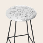 Minimal Line Art Magnolia Flowers Stool Gallery Image 2