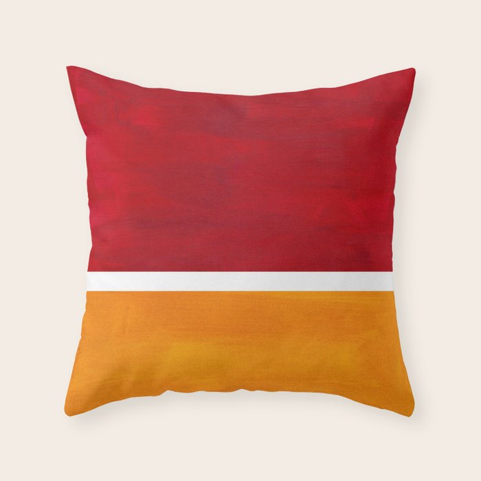 Burnt Red Yellow Ochre Mid Century Modern Abstract Minimalist Rothko Color Field Squares Throw Pillow Gallery Image 1
