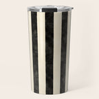 Cabana Stripe - black & cream Travel Mug Gallery Image 1