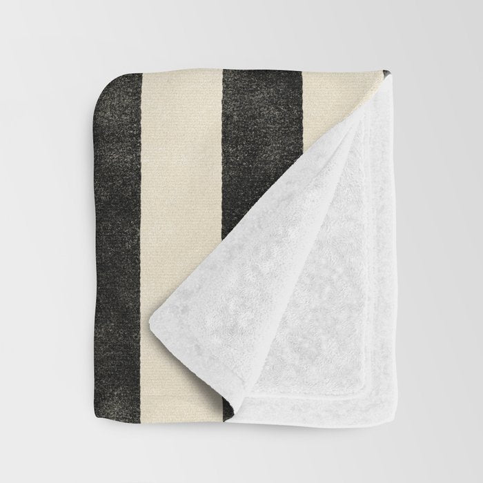 Cabana Stripe - black & cream Throw Blanket Gallery Image 3