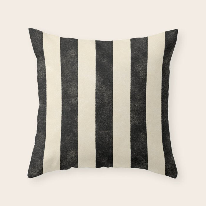 Cabana Stripe - black & cream Throw Pillow Gallery Image 1