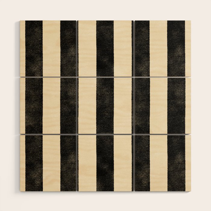 Cabana Stripe - black & cream Wood Wall Art Gallery Image 1