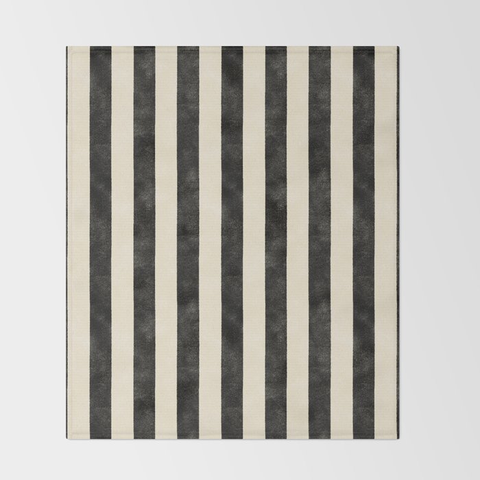 Cabana Stripe - black & cream Throw Blanket Gallery Image 2