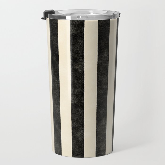 Cabana Stripe - black & cream Travel Mug Gallery Image 3