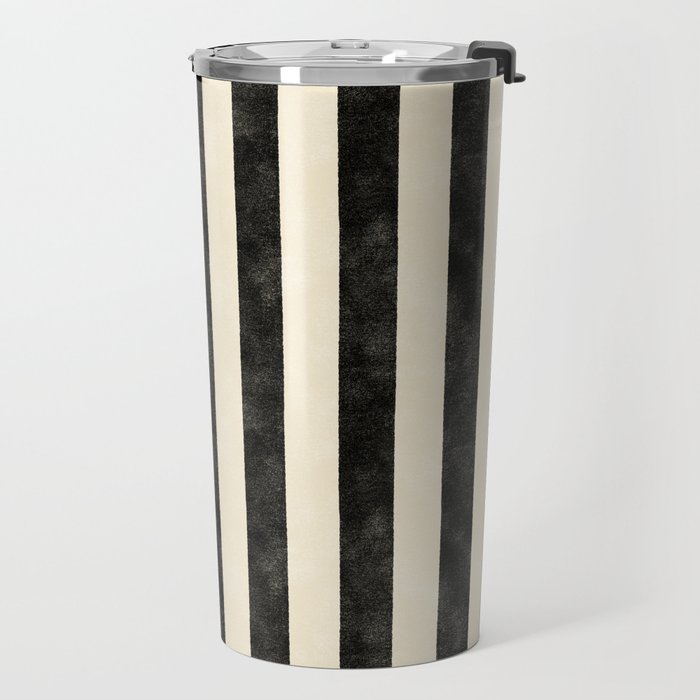 Cabana Stripe - black & cream Travel Mug Gallery Image 2