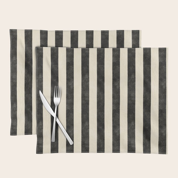 Cabana Stripe - black & cream Placemat Gallery Image 1