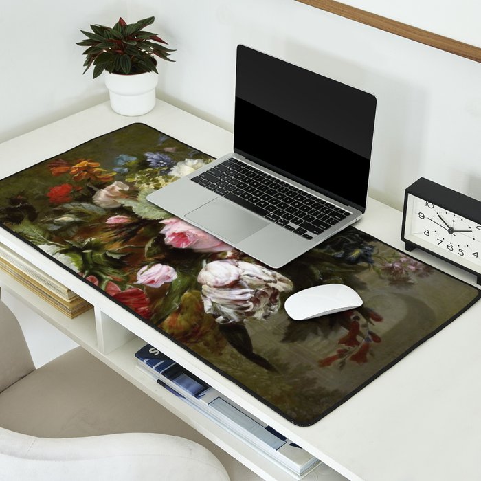 Vintage Floral Still Life Painting Desk Mat Gallery Image 2