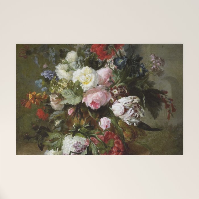 Vintage Floral Still Life Painting Welcome Mat Gallery Image 1