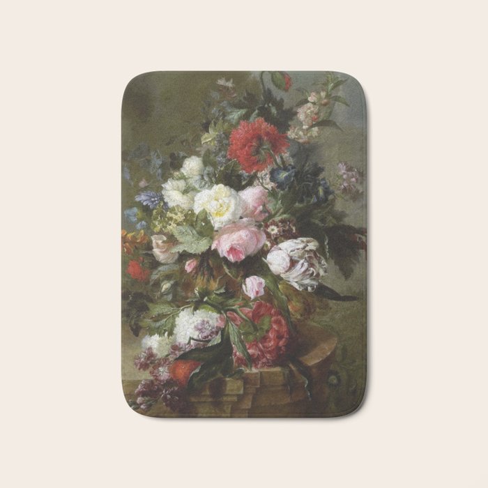 Vintage Floral Still Life Painting Bath Mat Gallery Image 1
