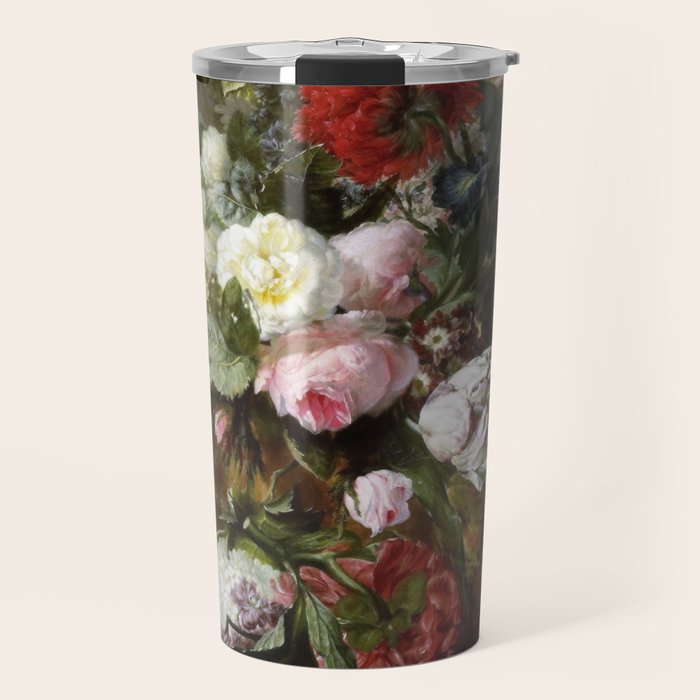 Vintage Floral Still Life Painting Travel Mug Gallery Image 1