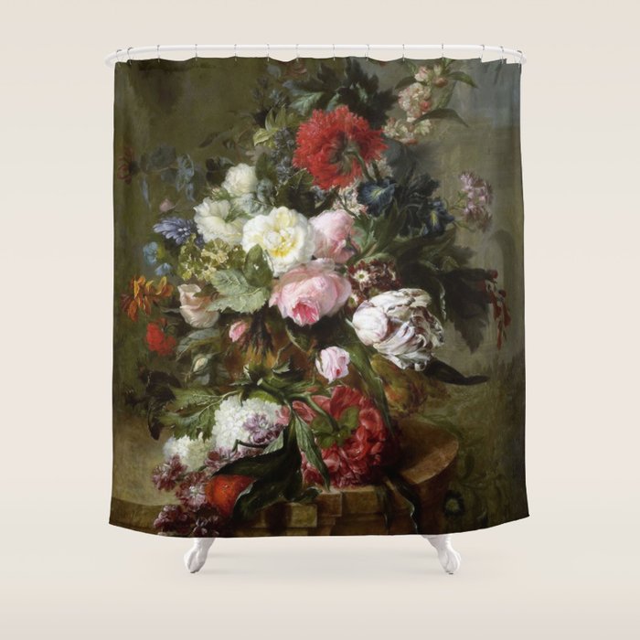 Vintage Floral Still Life Painting Shower Curtain Gallery Image 1