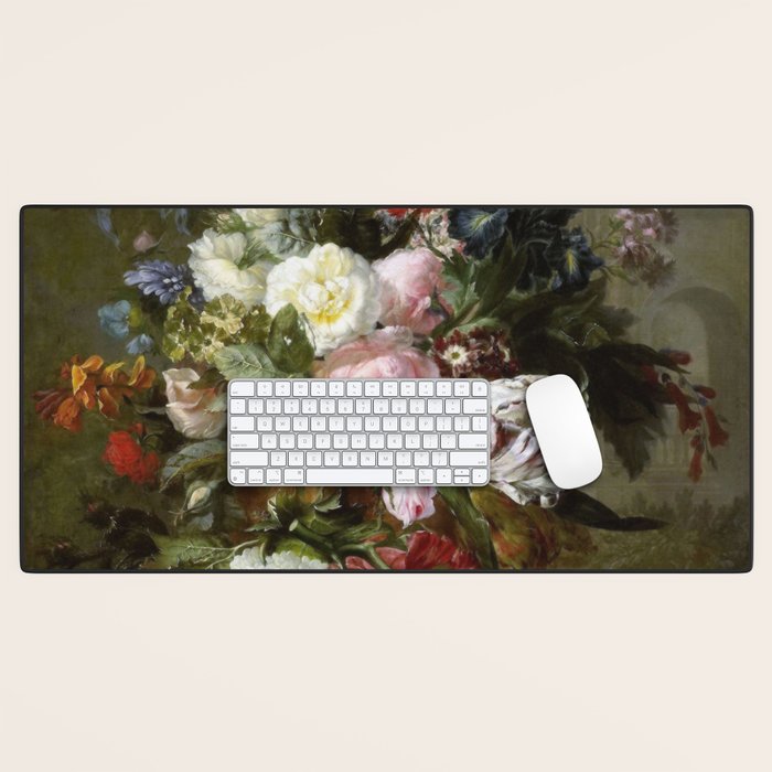 Vintage Floral Still Life Painting Desk Mat Gallery Image 1