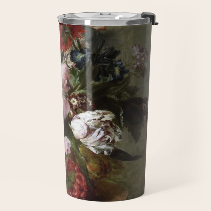 Vintage Floral Still Life Painting Travel Mug Gallery Image 2