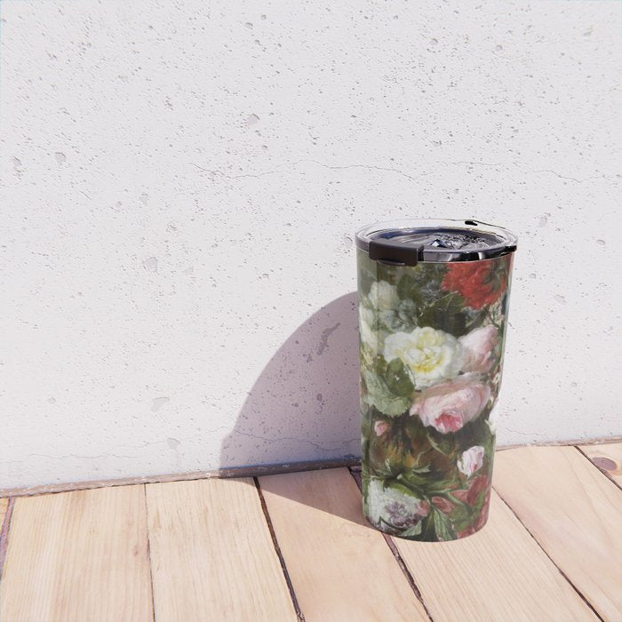 Vintage Floral Still Life Painting Travel Mug Gallery Image 4