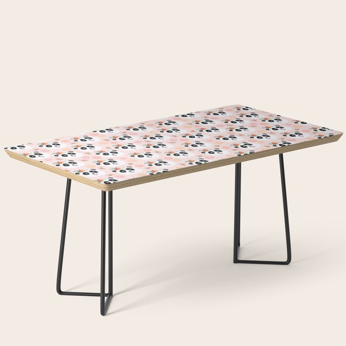 Panda bear with flowers seamless pattern Coffee Table Gallery Image 1