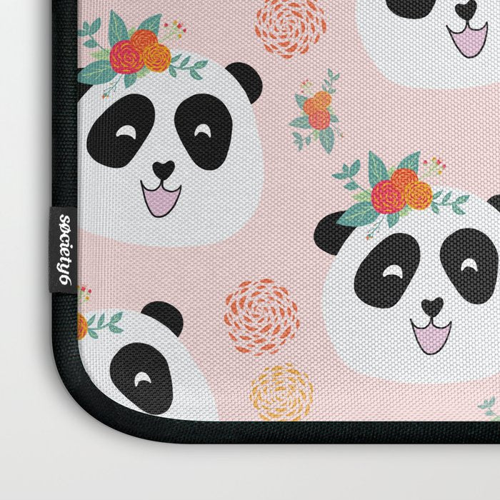 Panda bear with flowers seamless pattern Laptop Sleeve Gallery Image 3