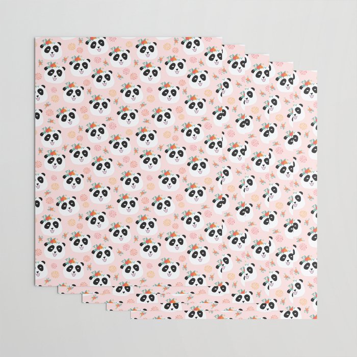 Panda bear with flowers seamless pattern Wrapping Paper Gallery Image 3