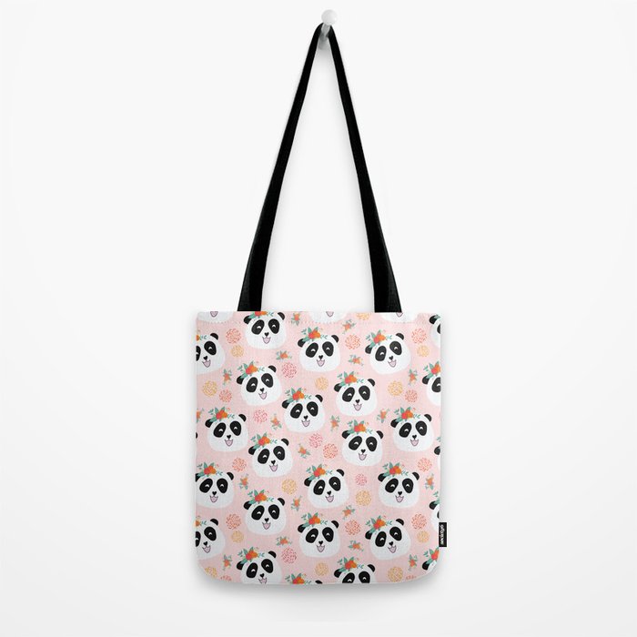 Panda bear with flowers seamless pattern Tote Bag Gallery Image 2