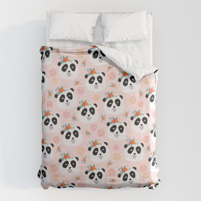 Panda bear with flowers seamless pattern Duvet Cover Gallery Image 6