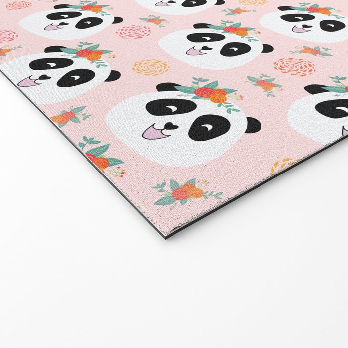Panda bear with flowers seamless pattern Welcome Mat Gallery Image 2