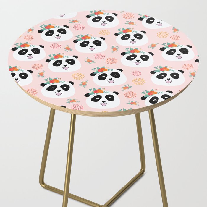 Panda bear with flowers seamless pattern Side Table Gallery Image 2